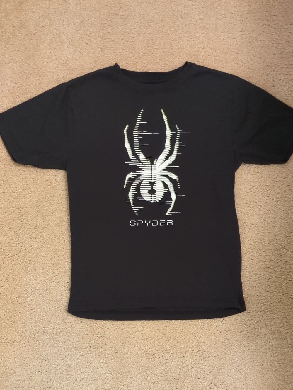 Spyder Black Tee with White and Lime Spider Graphic